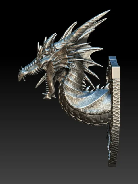 Left Profile emphasizing curved horn structure, plated neck, and textured shield mount