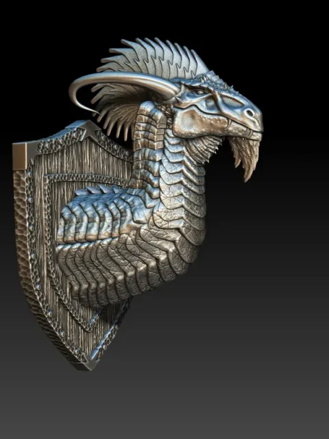 08 Kayrith The Kind Electrum Dragon Trophy Bust – Monstrous Menagerie Front View with broad feathered frill and calm expression