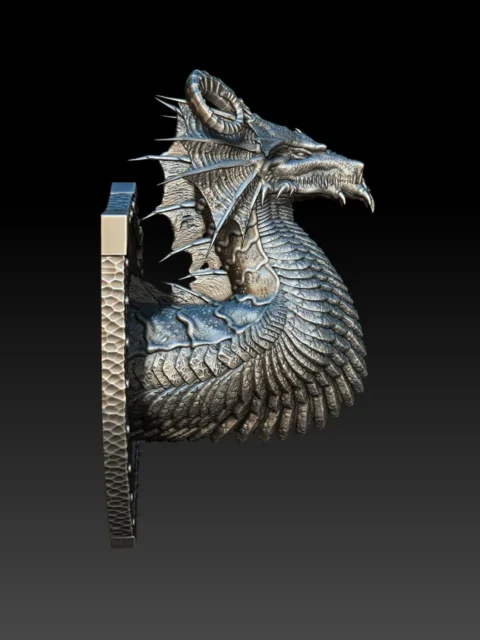 Right Profile highlighting curled horns, serrated teeth, and dense neck armor