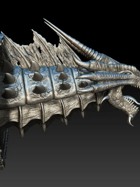 Right Profile highlighting dorsal spikes, armored band sections, and narrow jawline