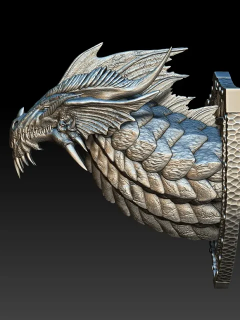 Left Profile emphasizing broad neck coil, textured plating, and sculpted shield mount