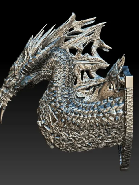 Right Profile highlighting elongated fangs, dense scale clusters, and layered ridges