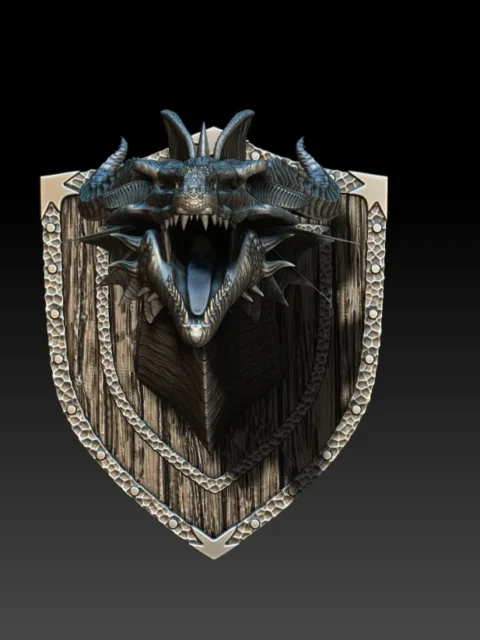 22 Sarrilth The Purple Dragon Trophy Bust – Monstrous Menagerie Angled View highlighting open jaw and layered frill plates