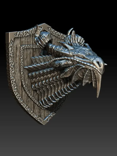 24 Tharanos The Water Elemental Dragon Trophy Bust – Monstrous Menagerie Front View with flowing horns and layered tendrils