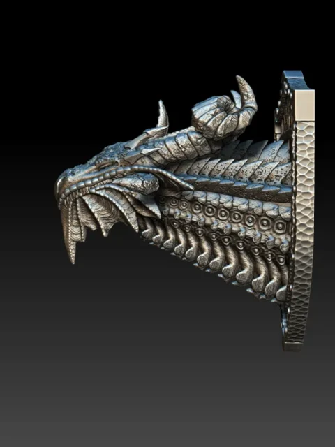 Left Profile capturing layered tendrils, fluid neck curvature, and sculpted trophy mount