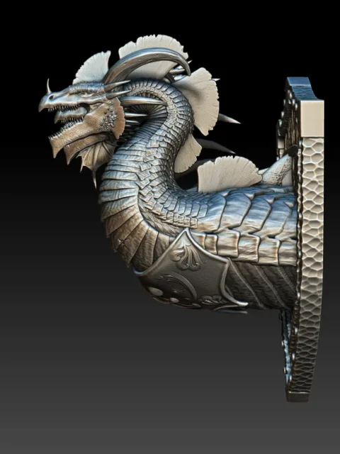 Left Profile capturing secondary head angle, horn variation, and sculpted trophy mount