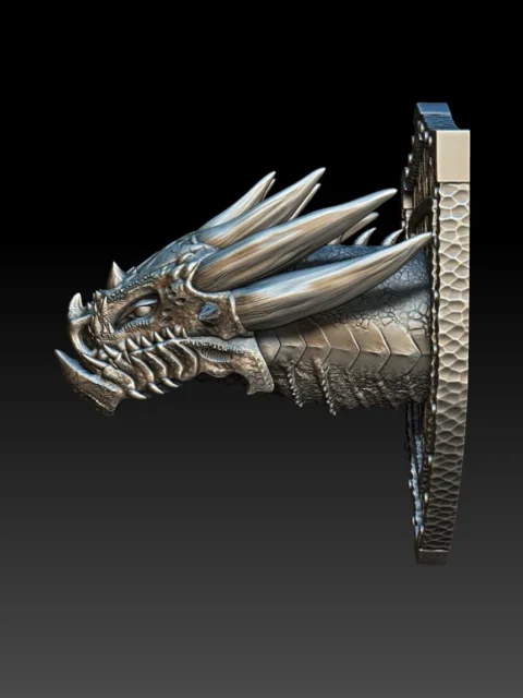 Left Profile capturing rigid horn formation, facial ridge detail, and sculpted backing