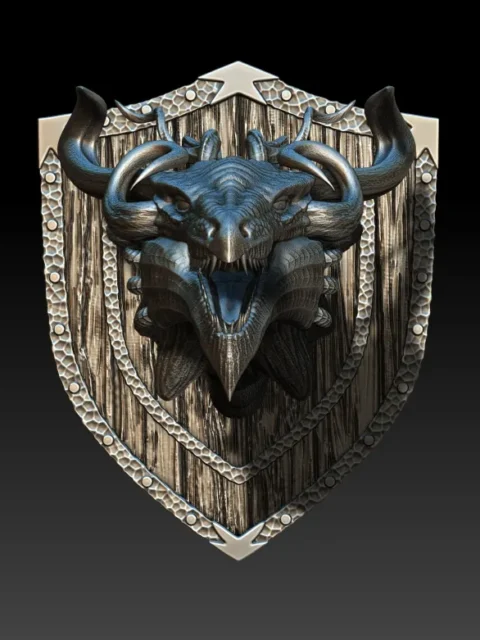 30 Sethira The Air Elemental Dragon Trophy Bust – Monstrous Menagerie Angled View highlighting flowing neck transitions and shield-style backing