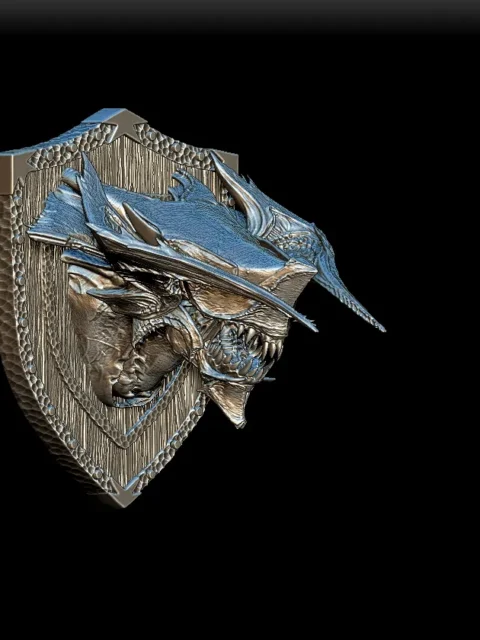 31 Leviathan Trophy Bust – Monstrous Menagerie Front View with spear-like crest and open serrated jaw