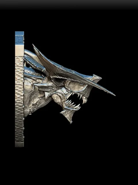 Right Profile showing elongated cranial ridge, segmented neck armor, and integrated trophy mount
