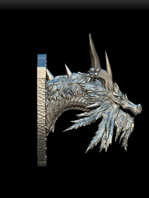 Right Profile showing icicle jaw detail, layered neck plates, and shield-style backing