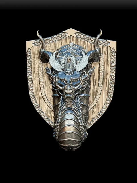 34 Rakushin The Oni Dragon Trophy Bust – Monstrous Menagerie Angled View highlighting segmented neck armor and spiral posture