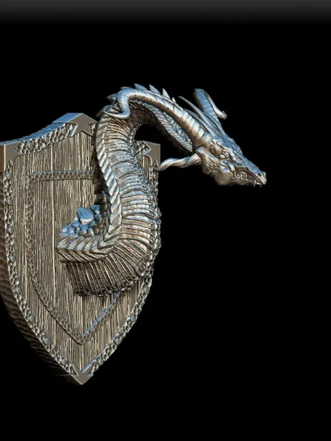 35 Umbrastryke The Shadow Dragon Trophy Bust – Monstrous Menagerie Front View with elongated neck and blade-like horns