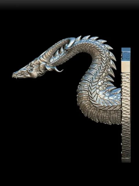 Left Profile capturing extended neck curve, crown ridges, and sculpted mount