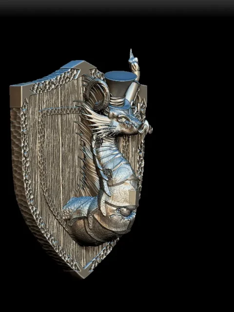 36 Dr Cogsworth Steampunk Dragon Trophy Bust – Monstrous Menagerie Front View with stovepipe hat and curled horns