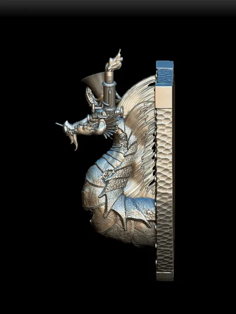 Left Profile capturing horn curvature, scale layering, and sculpted mount