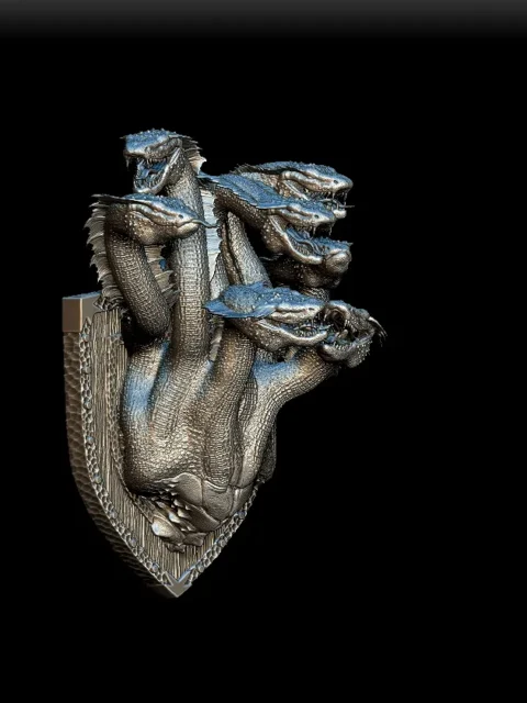 38 Hydra Trophy Bust – Monstrous Menagerie Front View showing multiple snarling heads and intertwined necks
