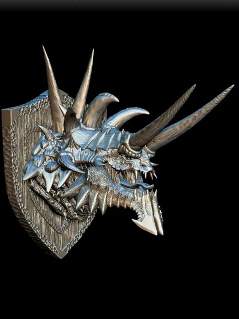 39 Tarrasque Trophy Bust – Monstrous Menagerie Front View with towering forward-thrust horns