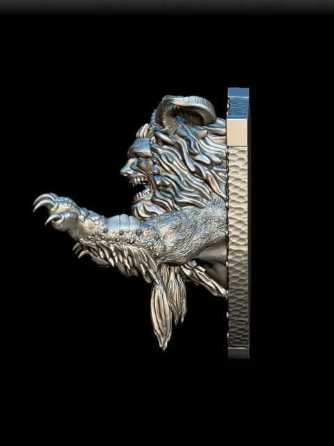 Left Profile capturing horn curvature, facial detail, and sculpted mount