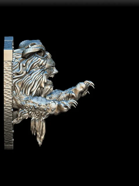 Right Profile showing muscular forearms and shield-style backing