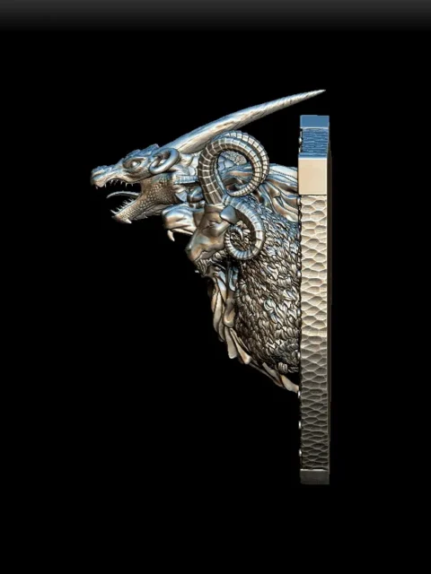 Left Profile showing dragon head detail and sculpted mount