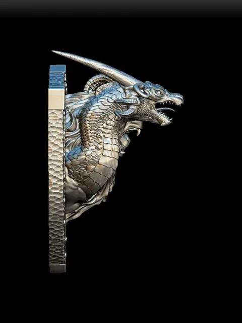 Right Profile capturing goat horn curvature and shield-style backing