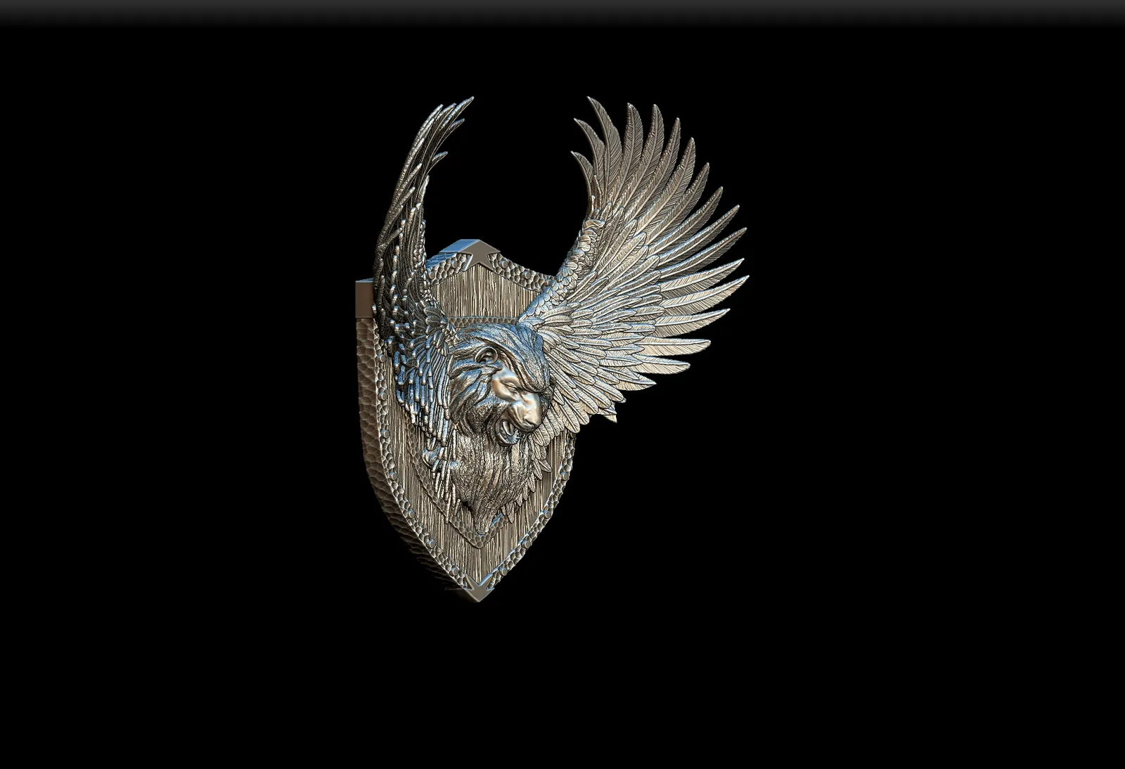 43 Shedu Trophy Bust – Monstrous Menagerie Front View with expansive symmetrical wings