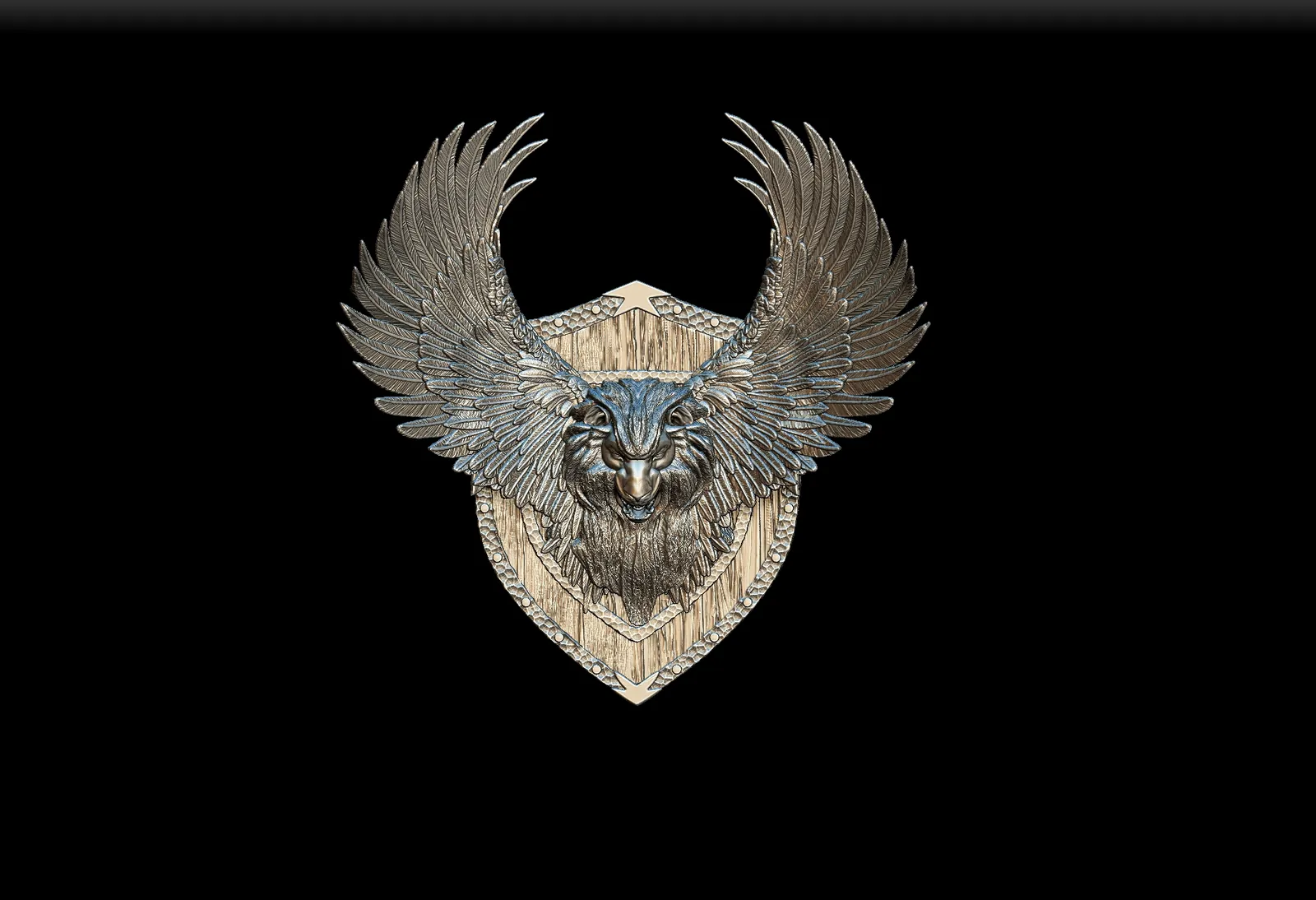 43 Shedu Trophy Bust – Monstrous Menagerie Angled View highlighting layered feather detail and mane texture