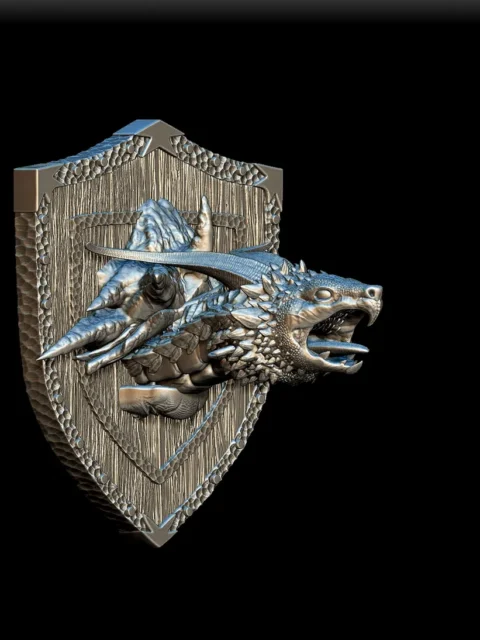 44 Dragon Turtle Trophy Bust – Monstrous Menagerie Front View with open reptilian jaw and layered scales