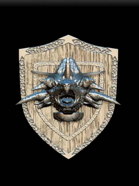 44 Dragon Turtle Trophy Bust – Monstrous Menagerie Angled View highlighting clustered cheek spines and horn curvature