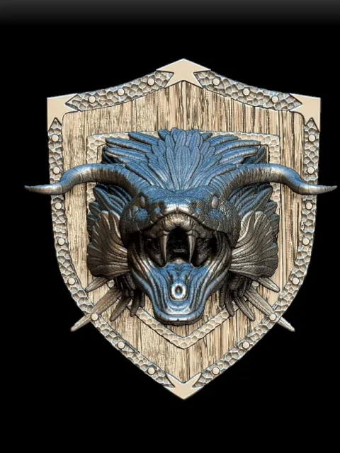 45 Couatl Trophy Bust – Monstrous Menagerie Angled View highlighting plumage tiers and horn curvature