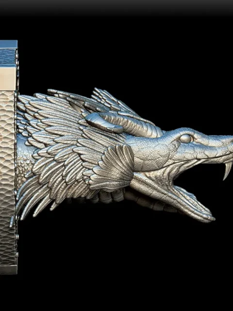 Right Profile showing feather layering and shield-style backing