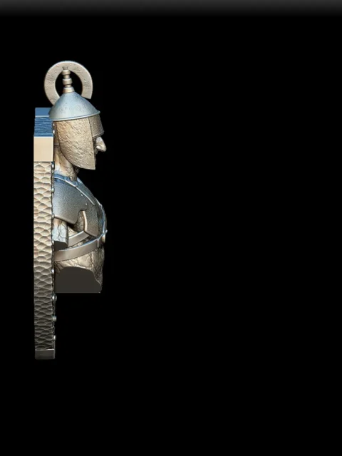 Right Profile showing helmet curvature and layered armor detail