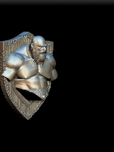 48 Hill Giant Trophy Bust – Monstrous Menagerie Front View with broad chest and bearded face