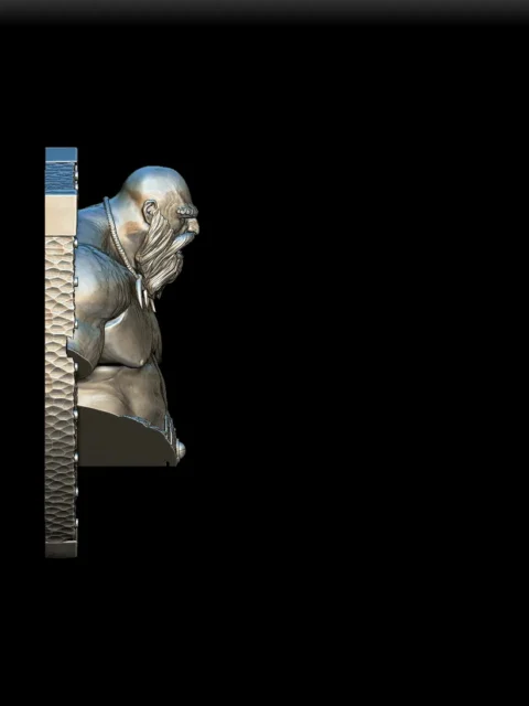 Right Profile showing heavy brow and textured beard detail