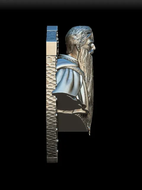 Right Profile showing beard layering and garment detail