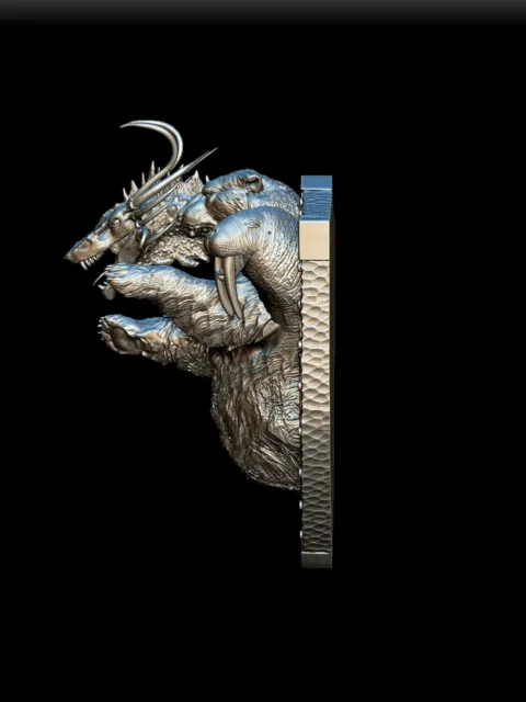 Left Profile emphasizing dragon horns and open-jaw anatomy