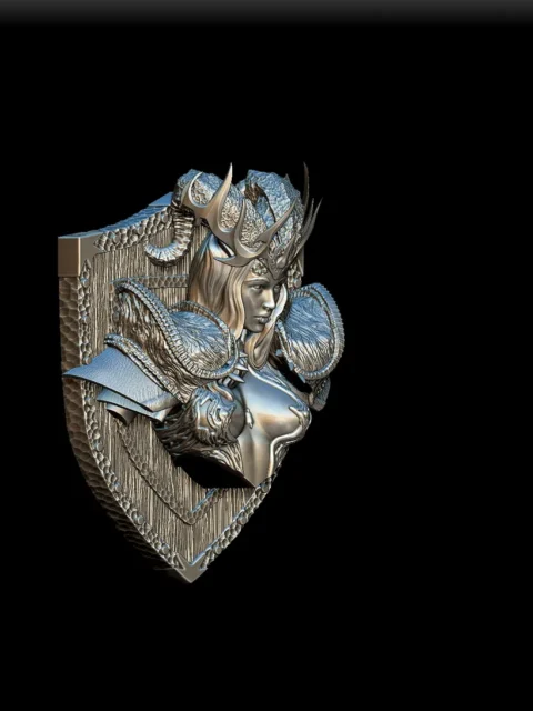 56 Malcanthet Trophy Bust – Monstrous Menagerie Front View with horned crown and layered pauldrons