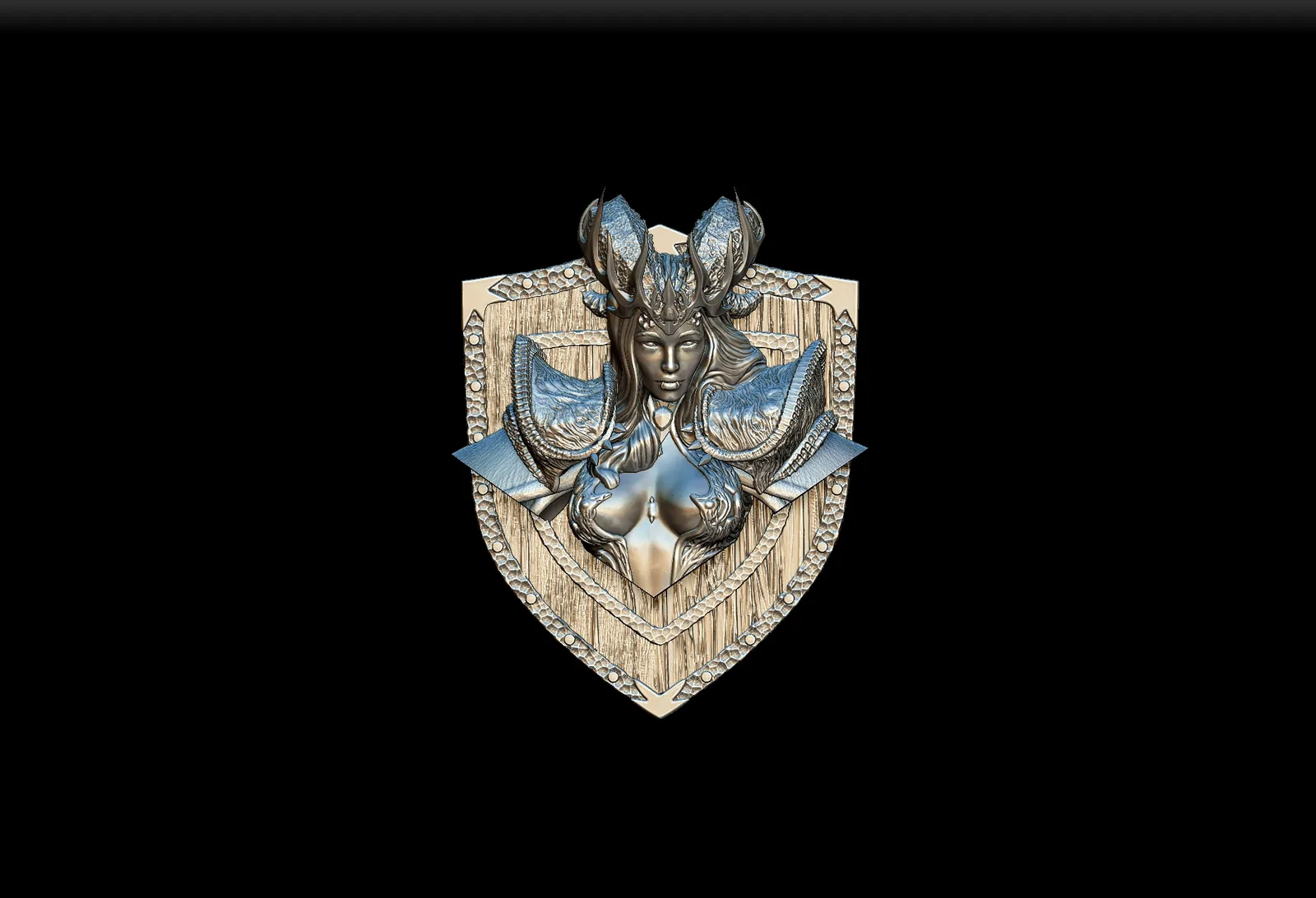 56 Malcanthet Trophy Bust – Monstrous Menagerie Angled View highlighting engraved armor detail