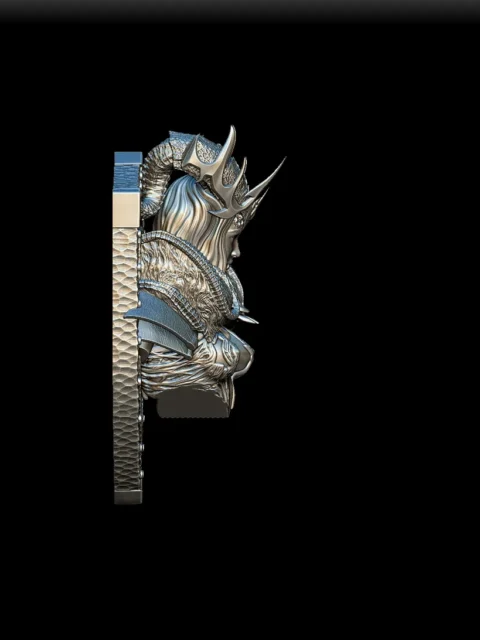 Right Profile showing horn curvature and flowing hair sculpt