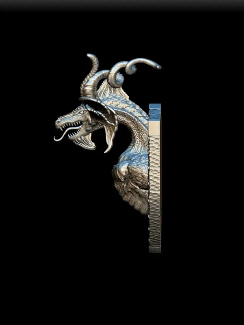 Left Profile emphasizing smooth chest planes and shield-style backing