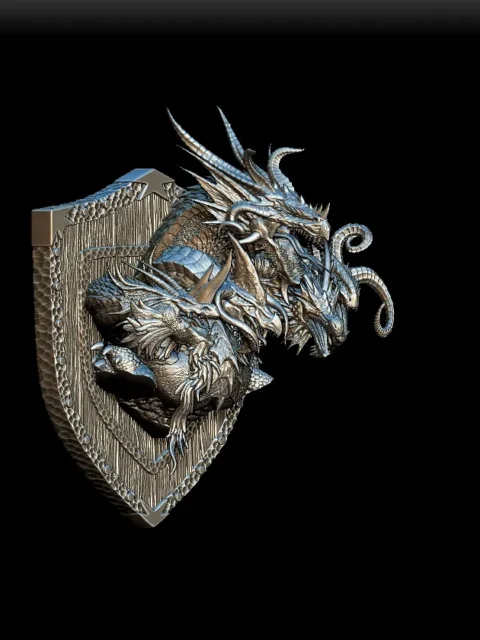 62 Tiamat Trophy Bust – Monstrous Menagerie Front View showing five dragon heads