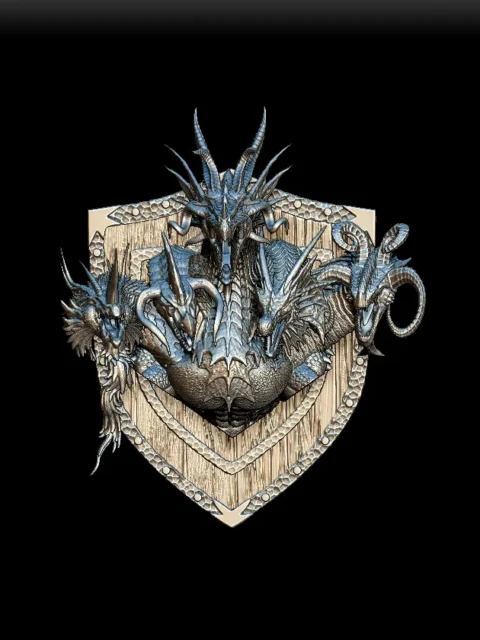 62 Tiamat Trophy Bust – Monstrous Menagerie Angled View highlighting horn variation