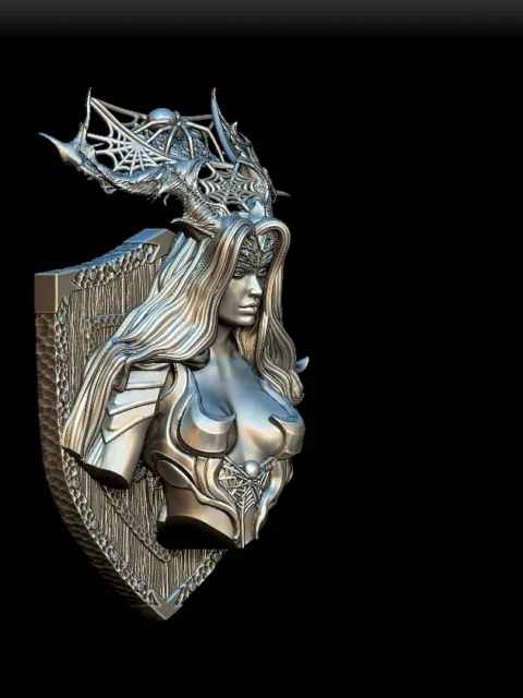 64 Lolth Trophy Bust – Monstrous Menagerie Front View with web crown