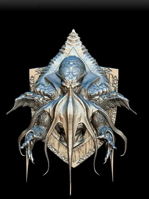 65 Mind Flayer Trophy Bust – Monstrous Menagerie Angled View highlighting cranial dome