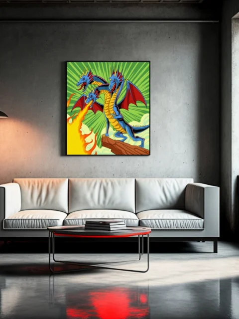 3 Headed Dragon Art Fantasy Canvas Artwork from Ward TCG