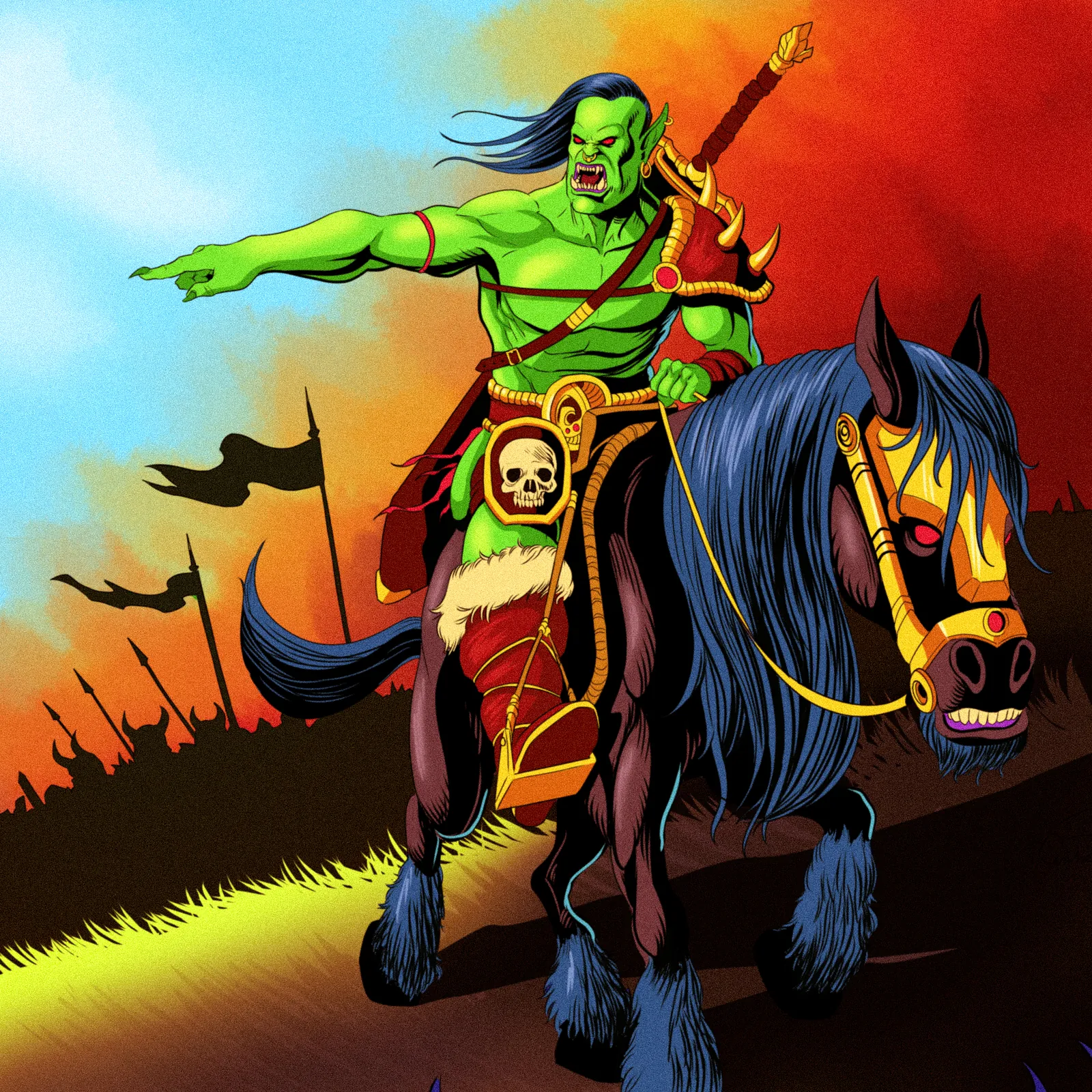 Army Of The Orcs Art Fantasy Canvas Artwork from Ward TCG - Image 2