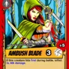 Hooded female assassin with flowing red hair drawing a silver blade.