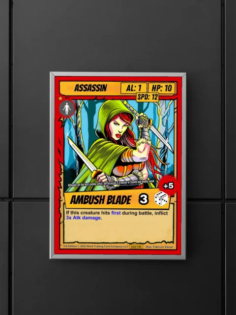 Intense green eyes and combat-ready expression in comic book style.