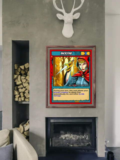 Golden tiara with green gem and blue-grey armor rendered in heavy black outlines.